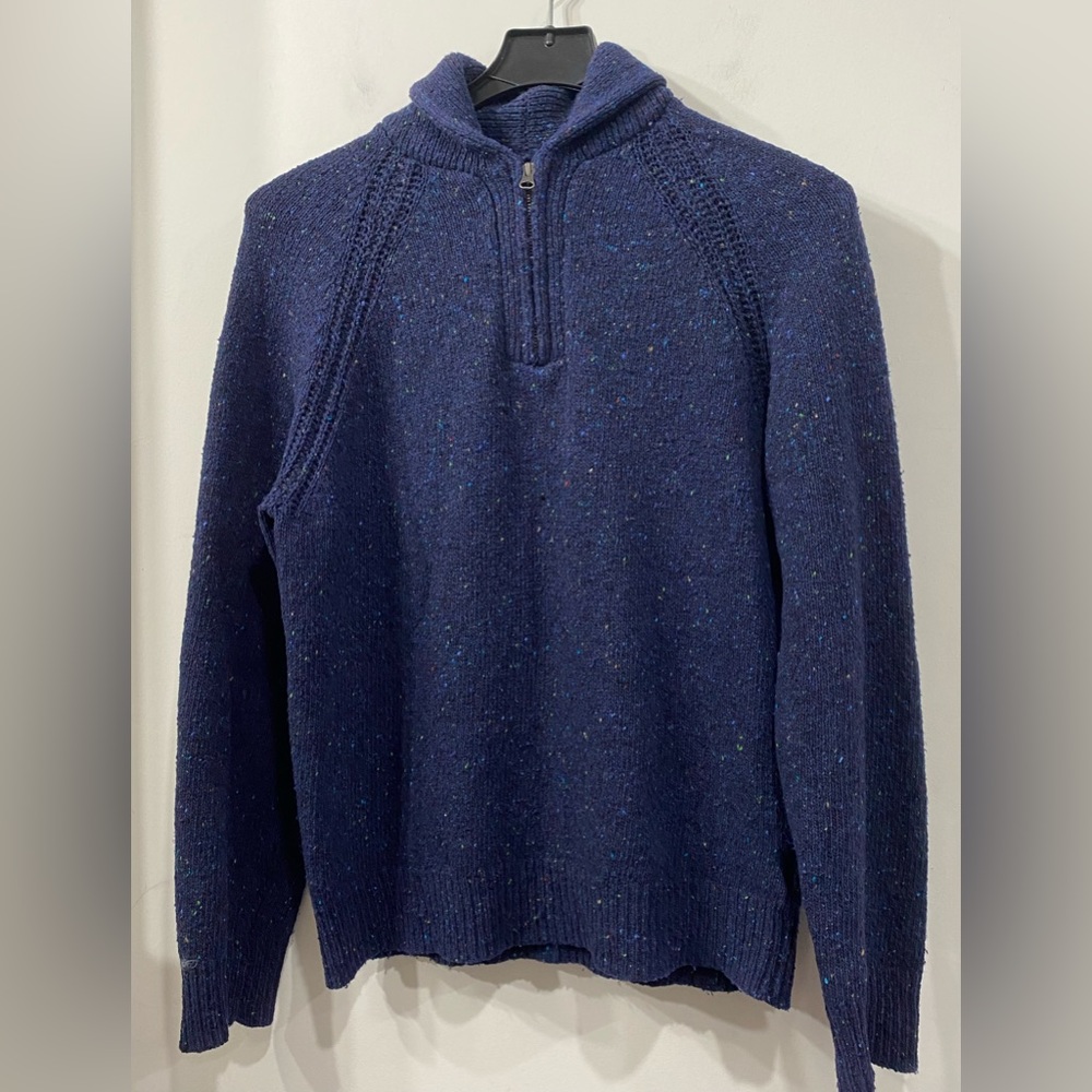 J. Crew Quarter Zip Wool Blend Pullover Sweater Navy Blue  size M